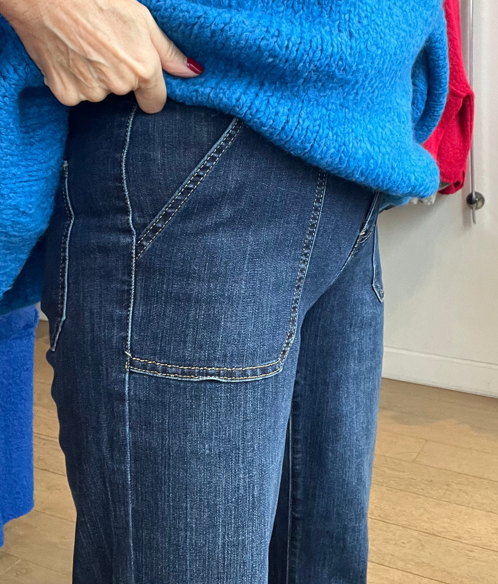 Toxic Dark Wash Denim Wide Pocket Jeans