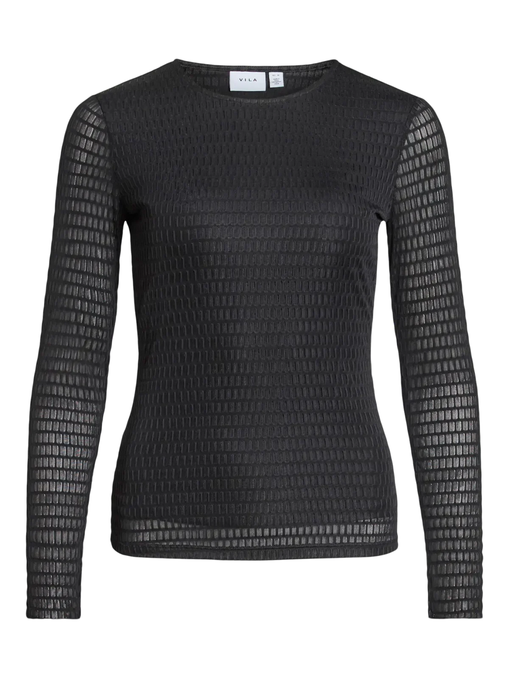 Vila Vilarine Plain Black Crew Neck Top image 1