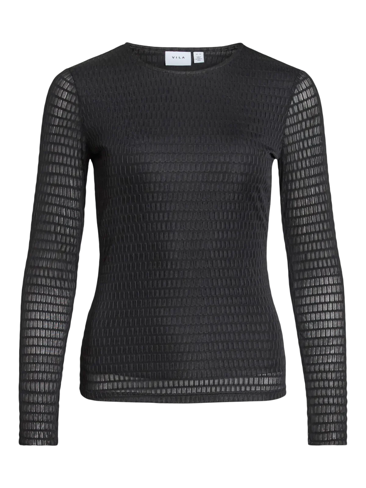 Vila Vilarine Plain Black Crew Neck Top image 1