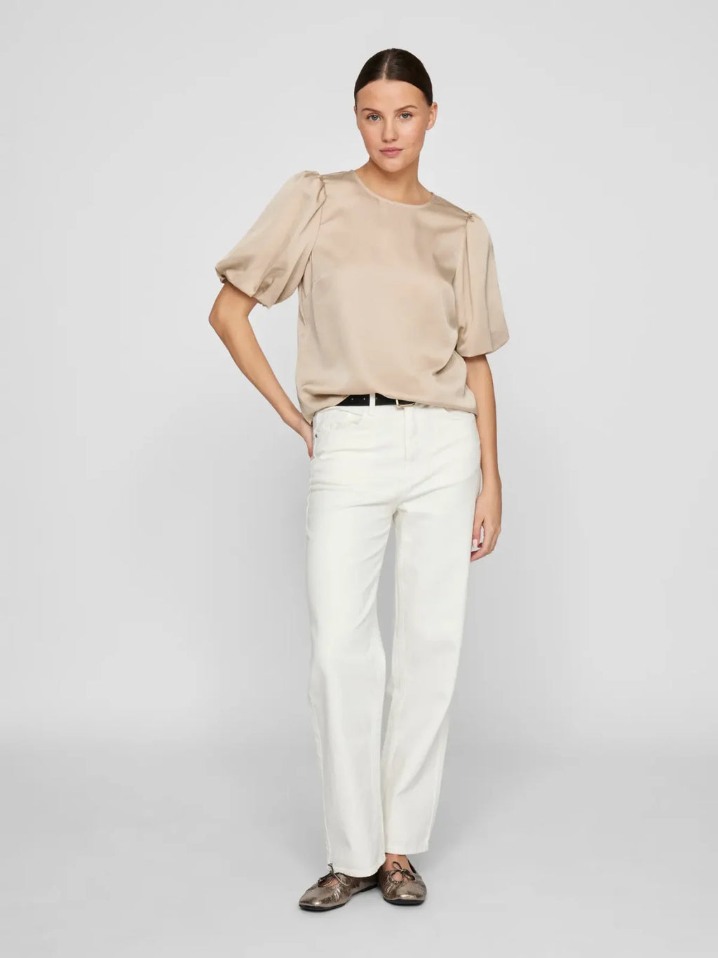 New Vila Viellette Satin Puff Slv Top image 3