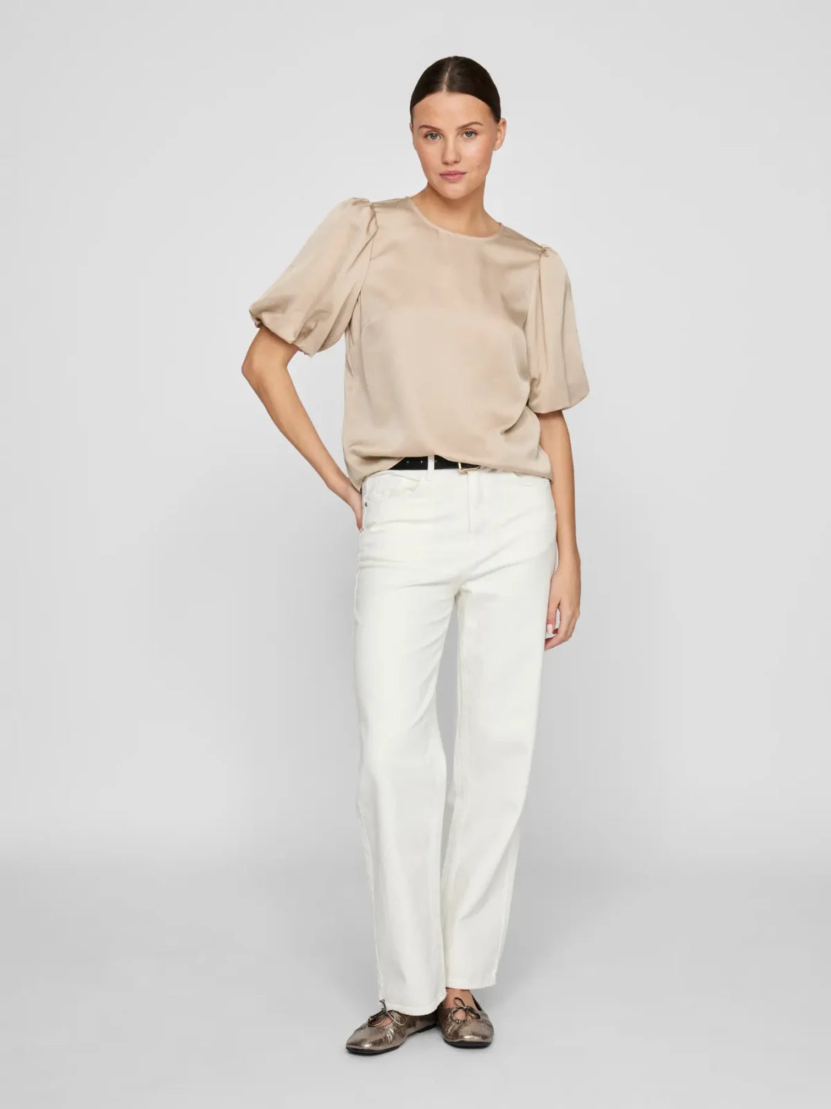 New Vila Viellette Satin Puff Slv Top image 3