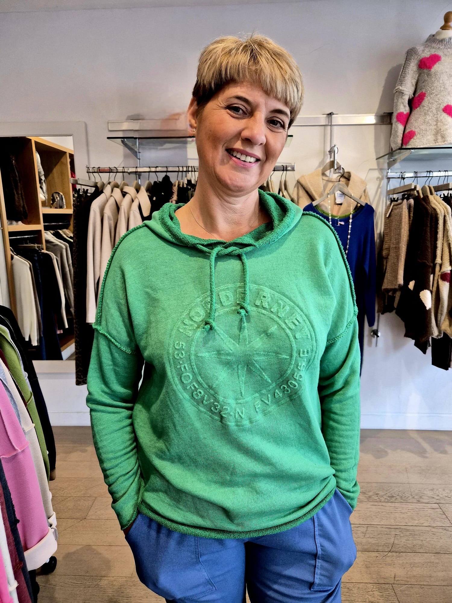 Sweat Hoodie with Embossed Front