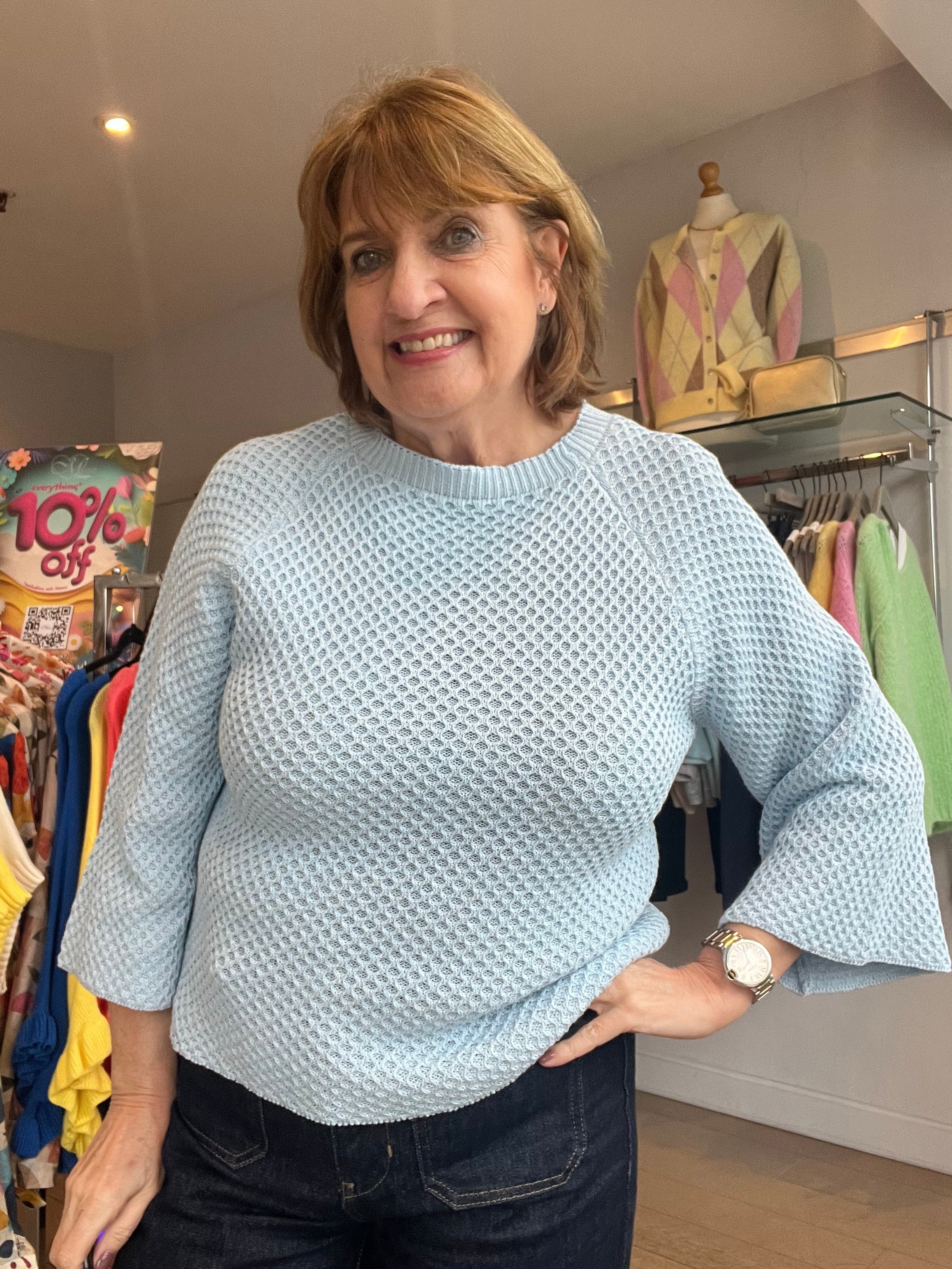 Melly Cotton Mesh Knit Top