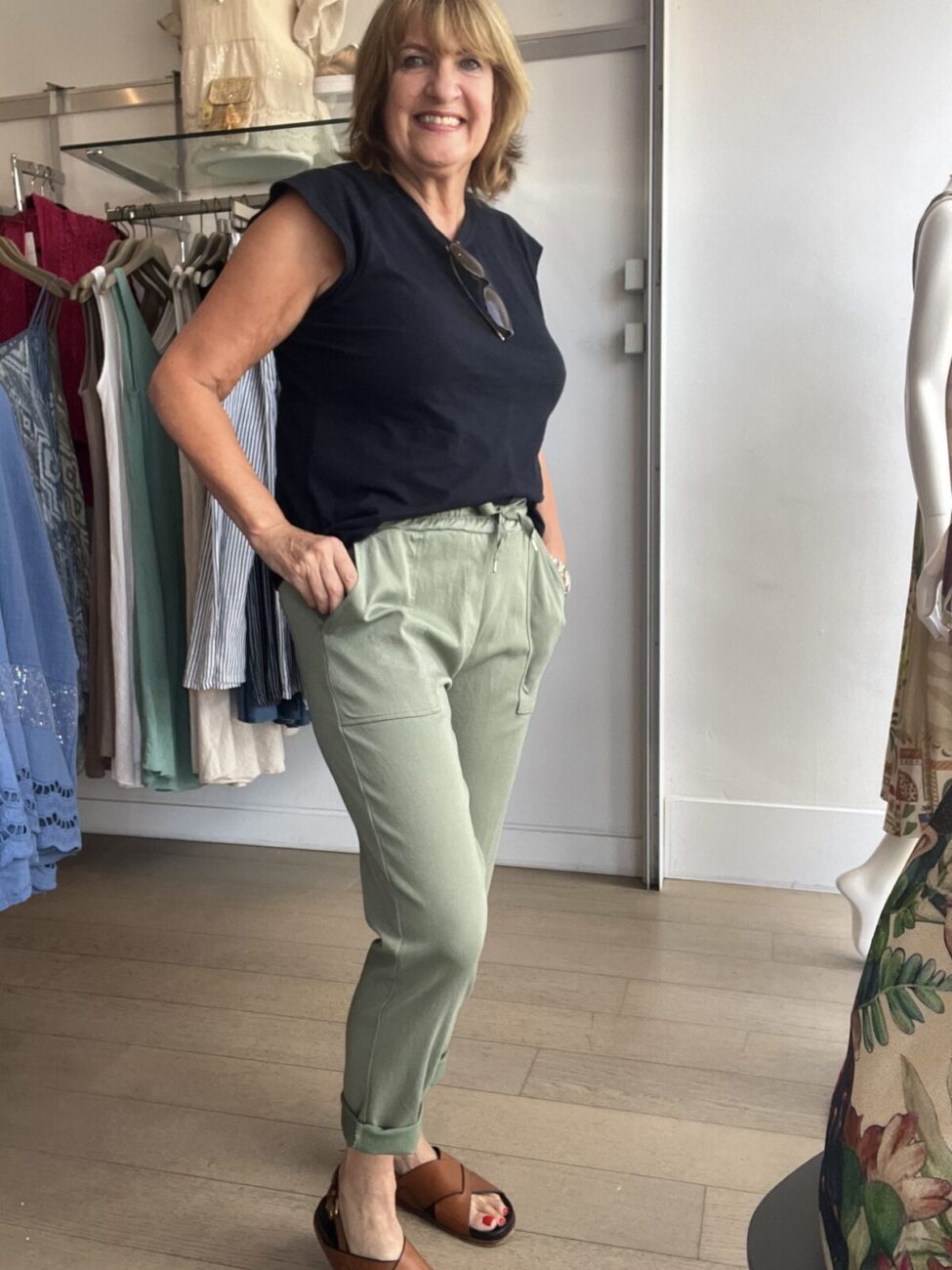 Bestselling Stretchy Wide Pocket Ankle Grazer Pant image 1