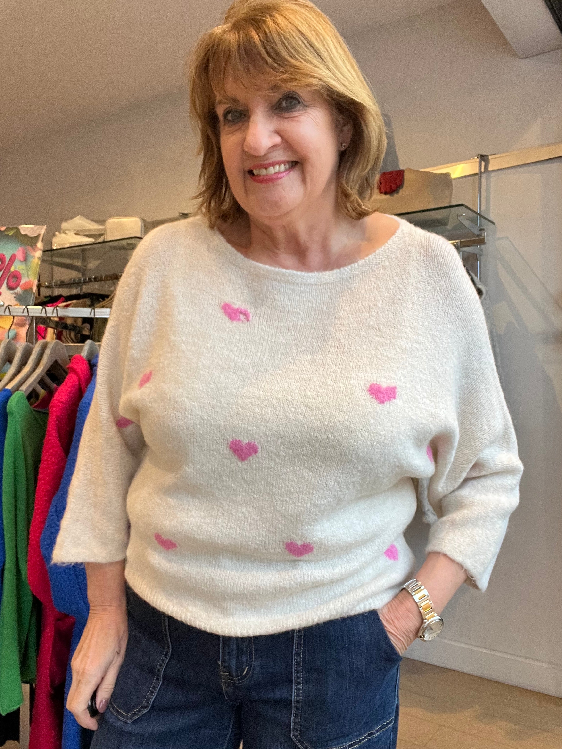 Heart SpringFluffy Knit Top