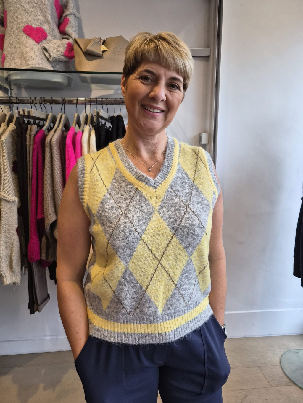 Argyle Knit Vest Top