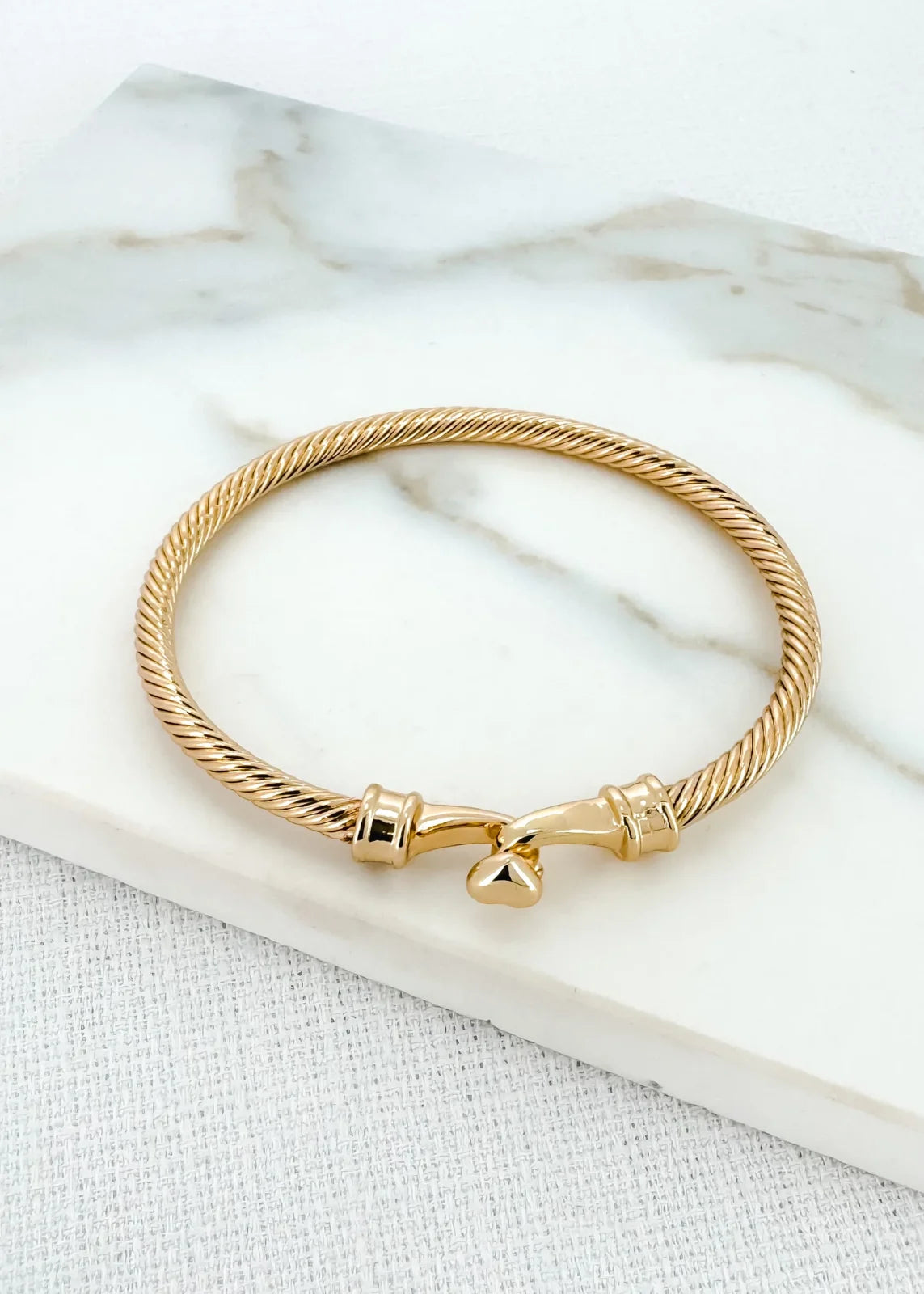 Textured Bangle with heart detail clasp Envy 4344 image 1