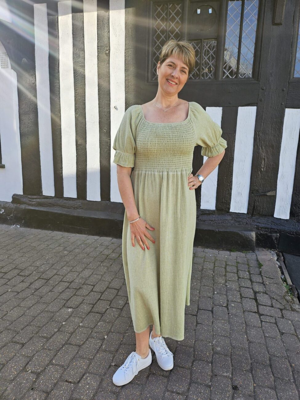 Grace Dress Linen Mix Ruched Detail image 1
