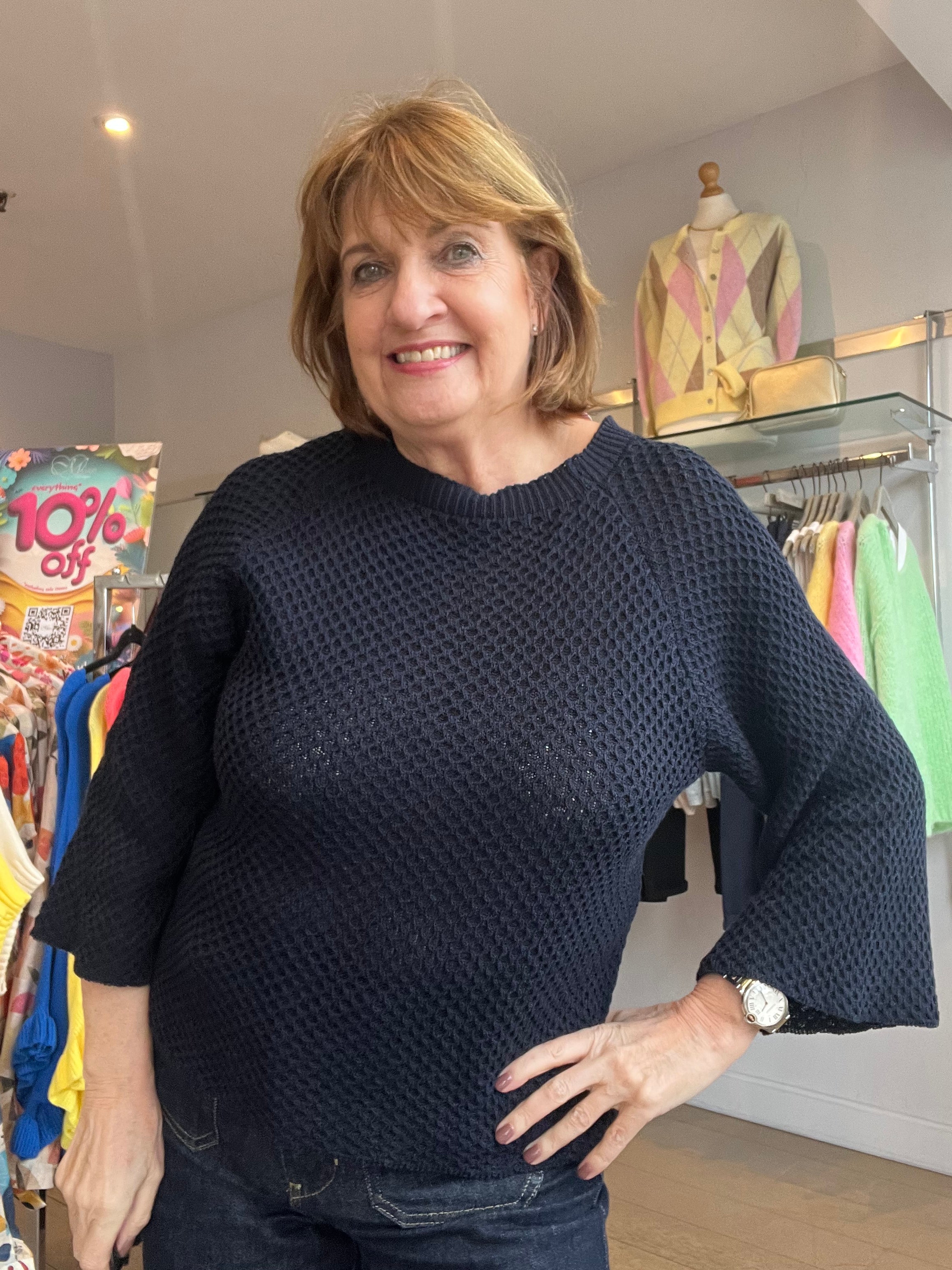 Melly Cotton Mesh Knit Top