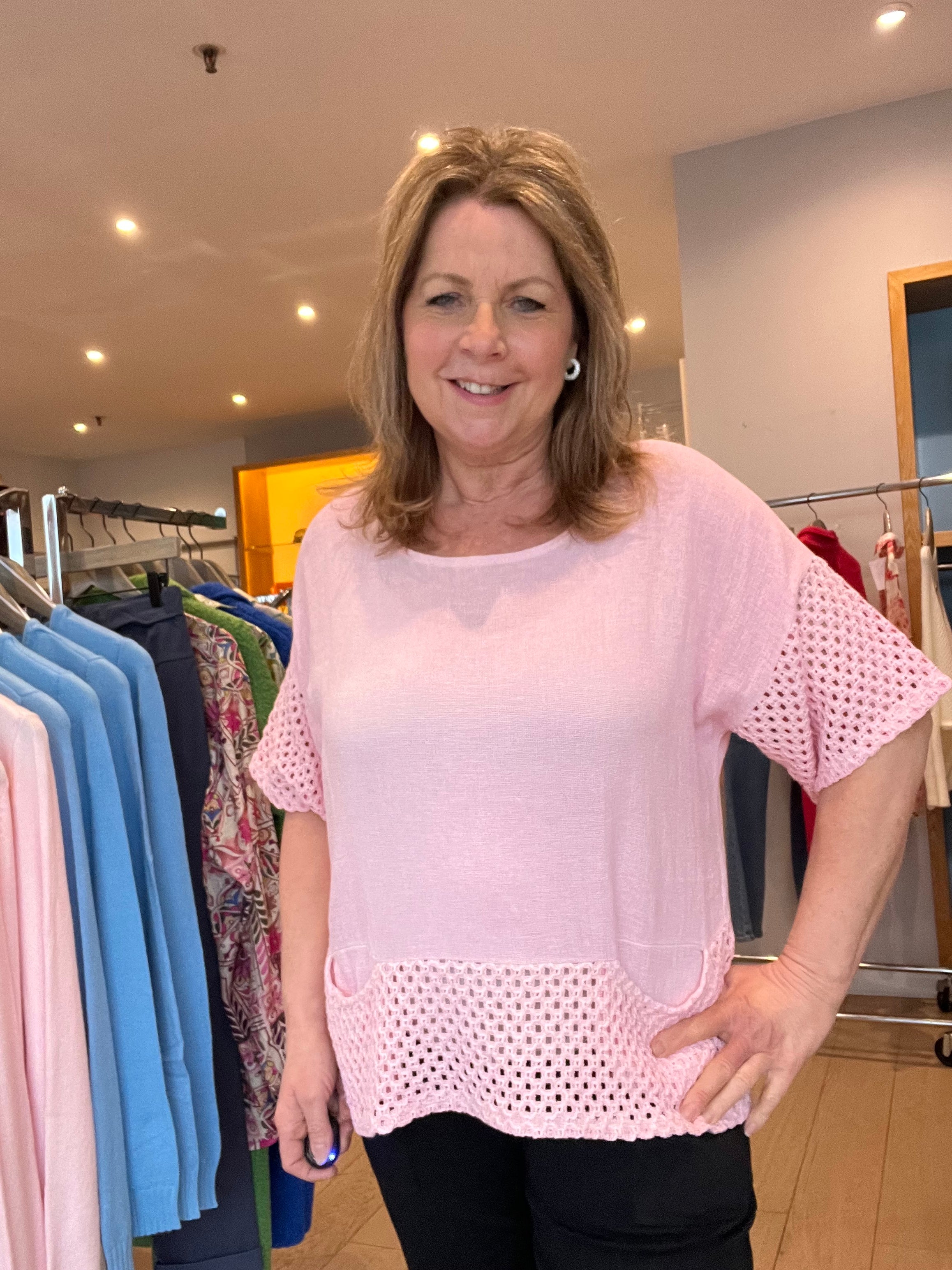 Molly Mesh Pocket Washed Linen Top