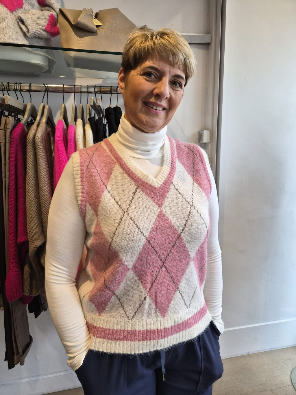 Argyle Knit Vest Top