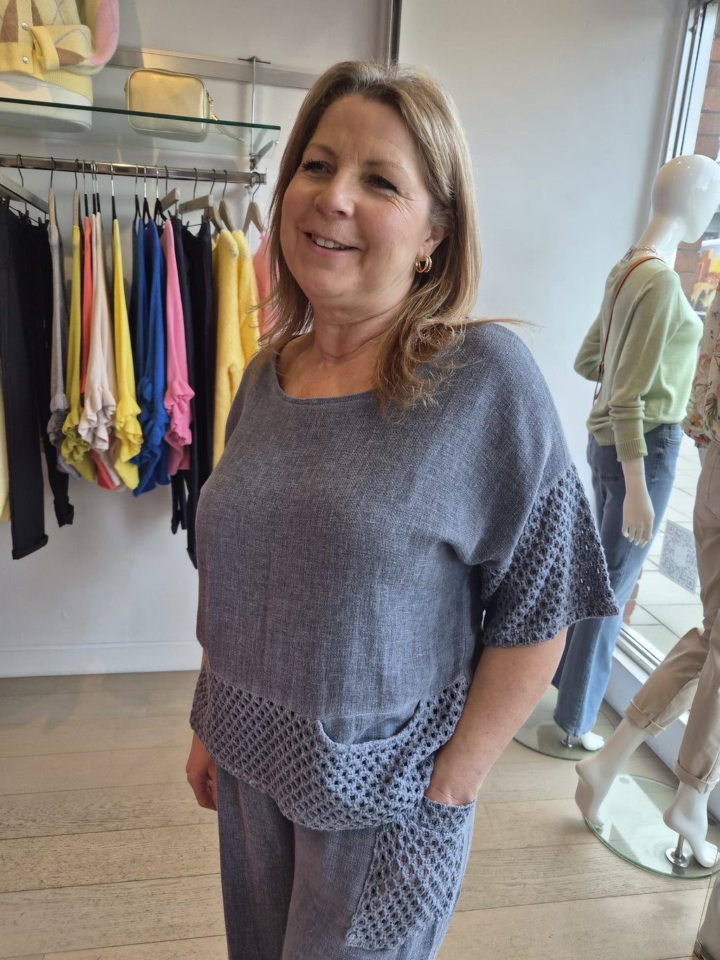 Molly Mesh Pocket Washed Linen Top