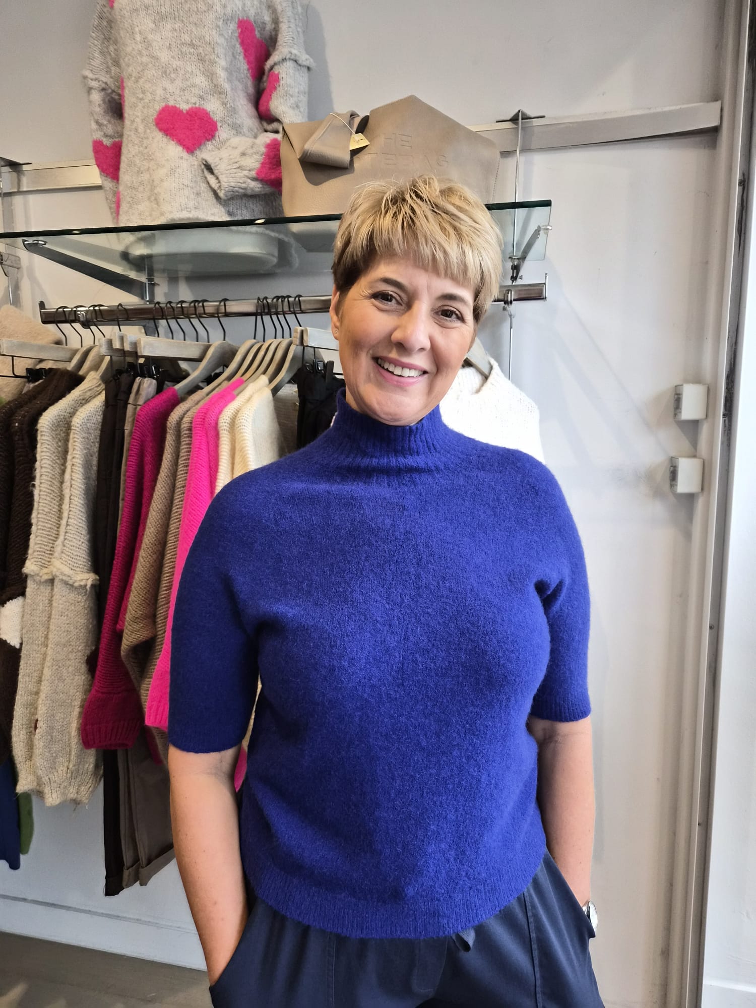 Hi Rosie Short Sleeve Fluffy Knit Top