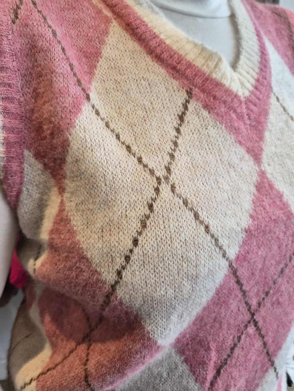 Argyle Knit Vest Top