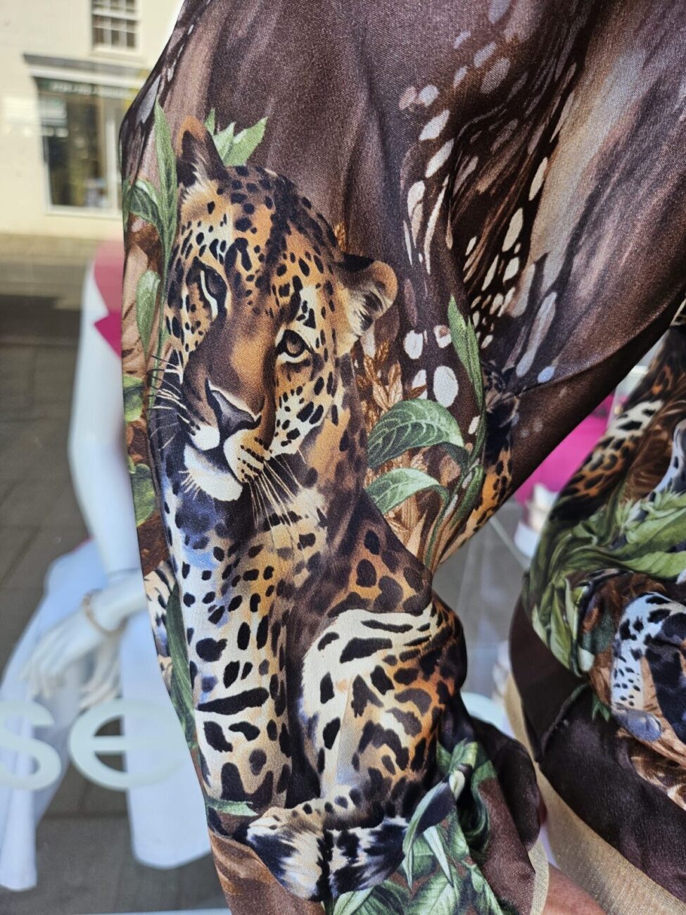 Tiger Design Satin Printed Jacket with Gold Lurex Trims image 2