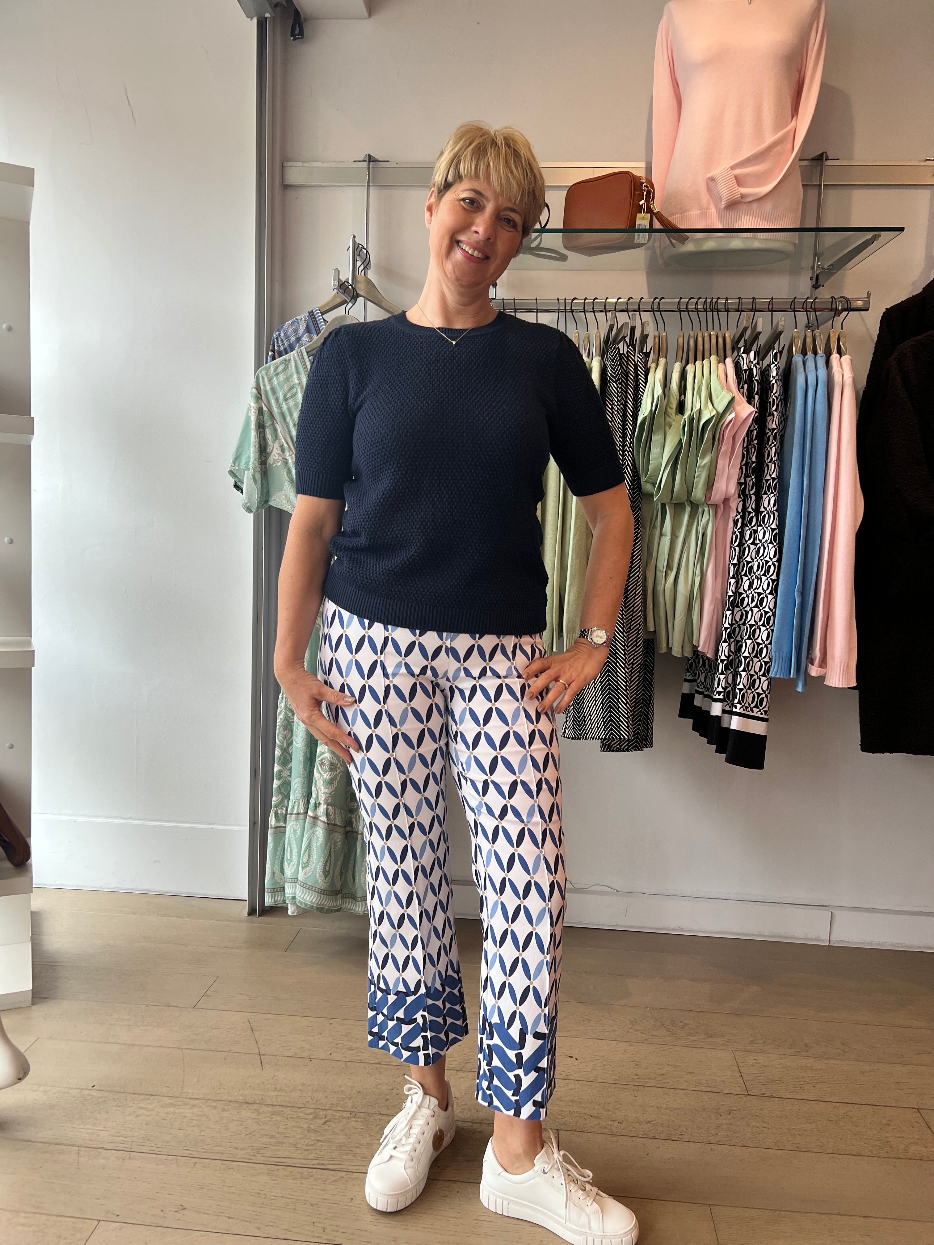 Robell Joella Kick Flare Summer Print with Border Detail