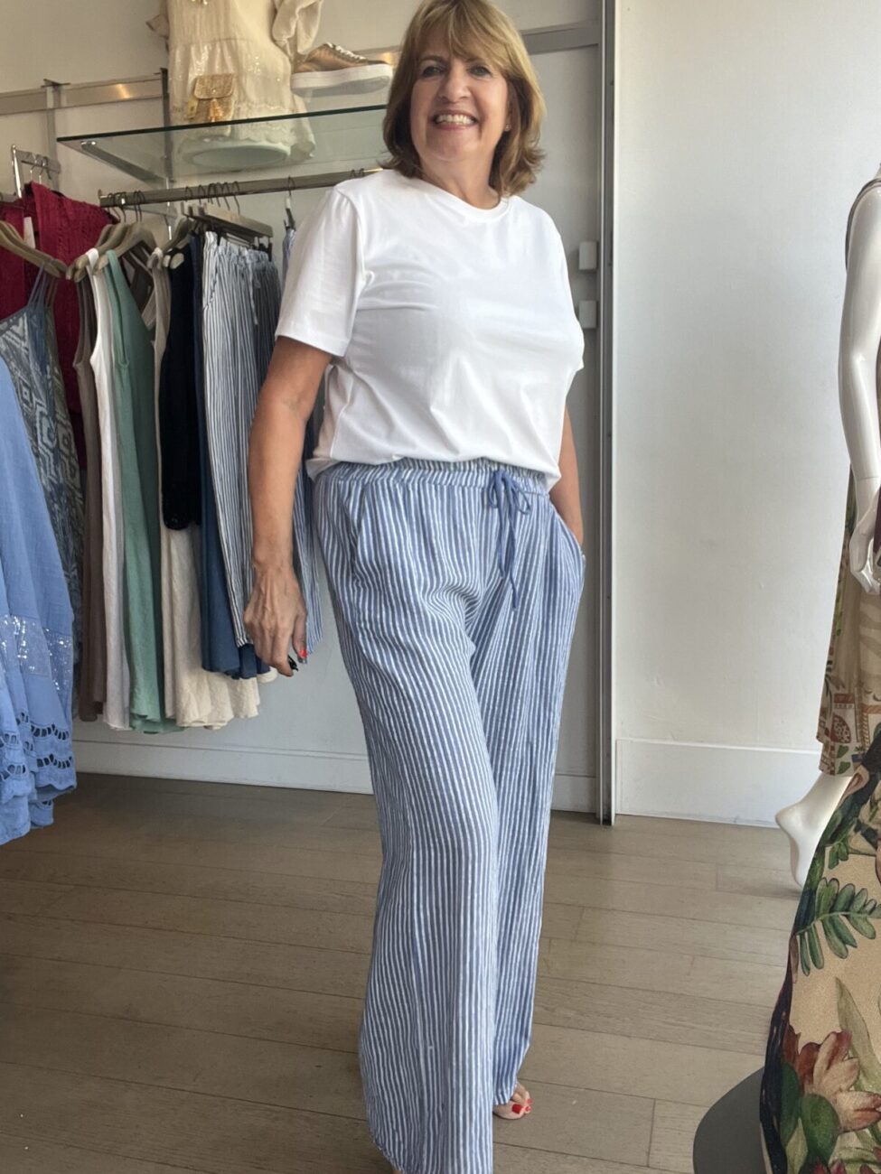 Stripey Easy Pants with Elasticated Waist image 5