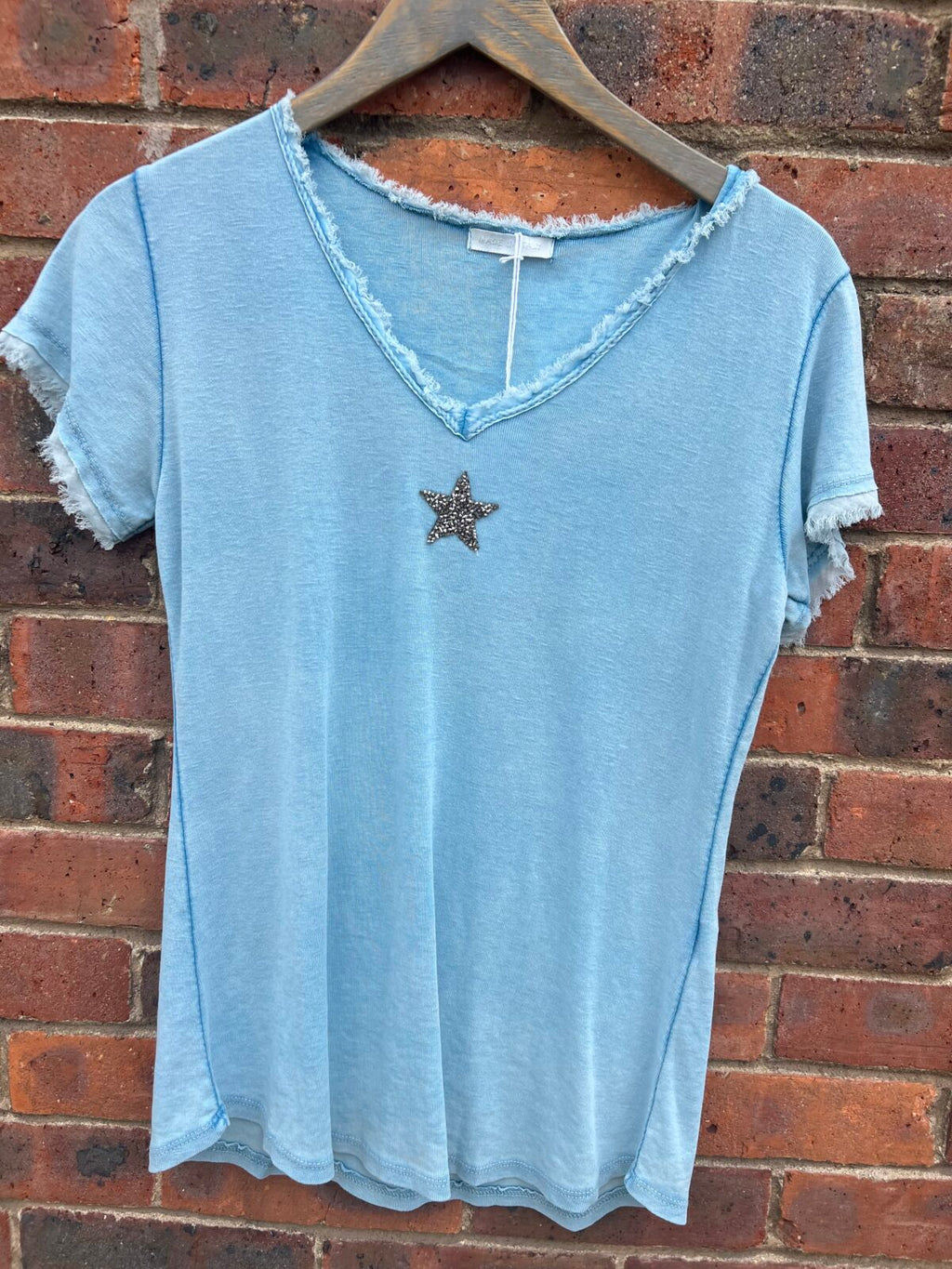 Washed Embellished Star Tee Top image 1