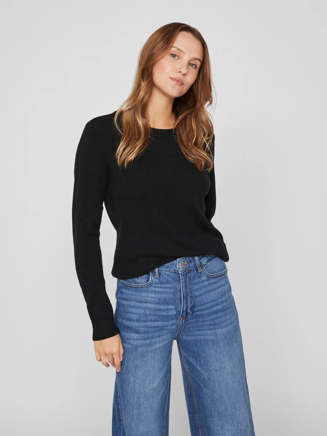 Vila Viril Round Neck Supersoft Knit - Black, XS image