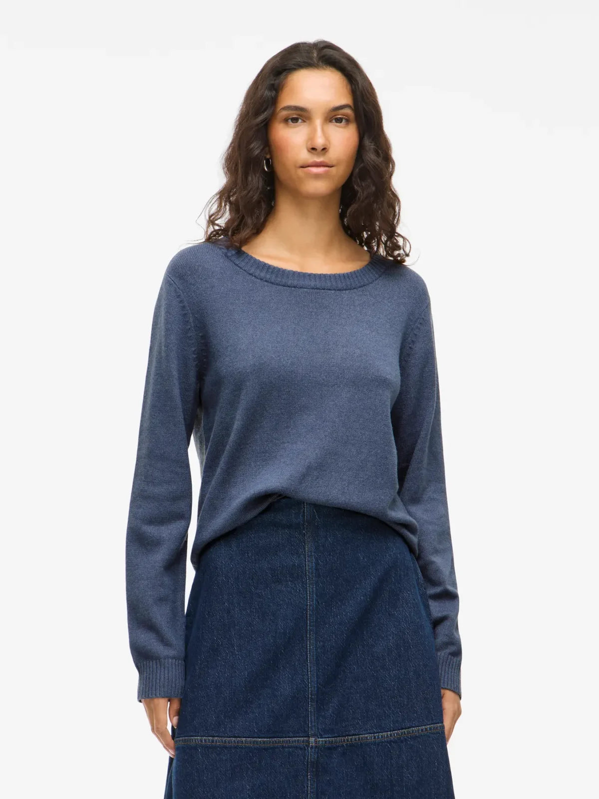 Vila Viril Crew Neck Knit Top - INDIGO, S image
