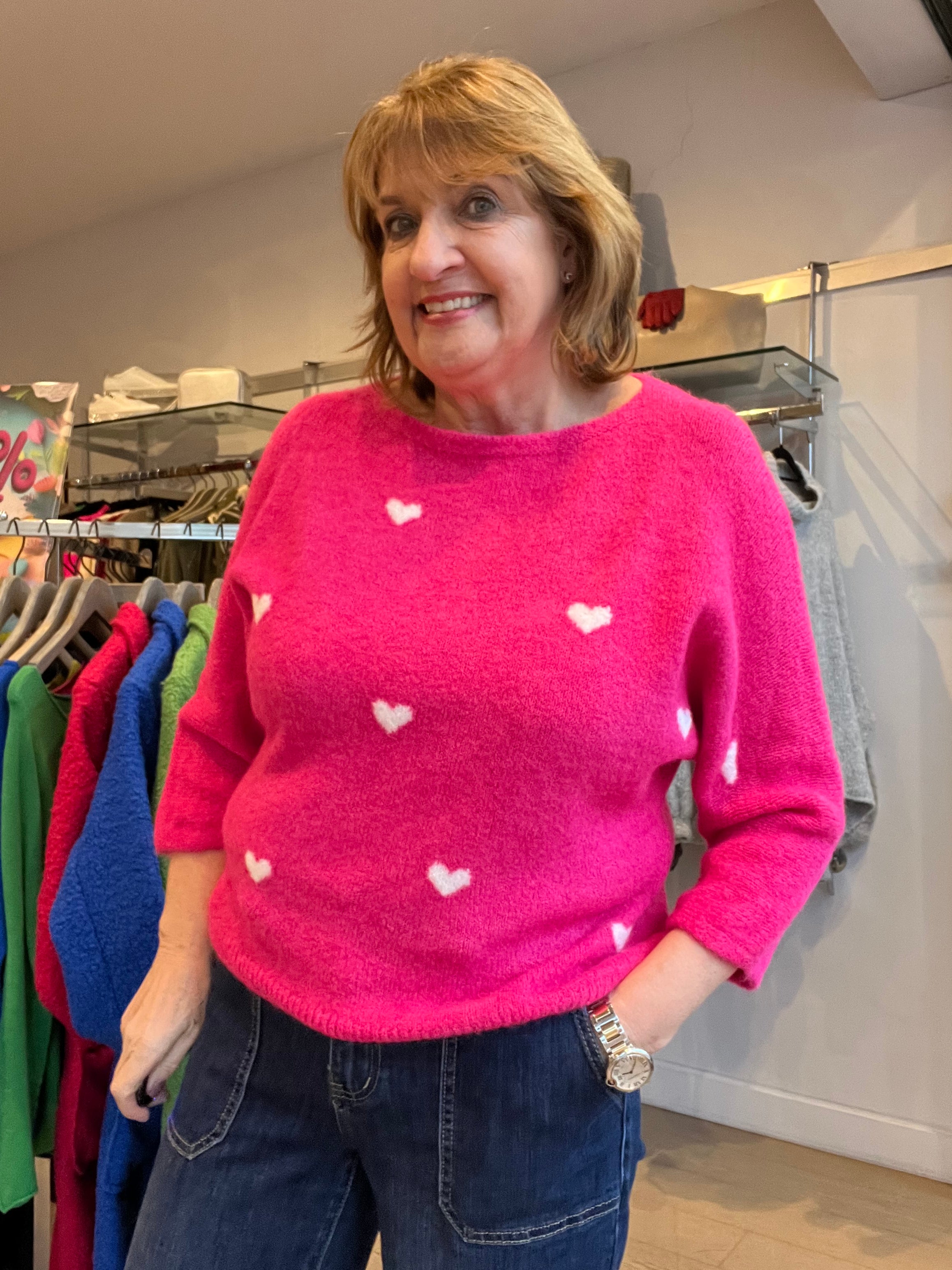 Heart SpringFluffy Knit Top