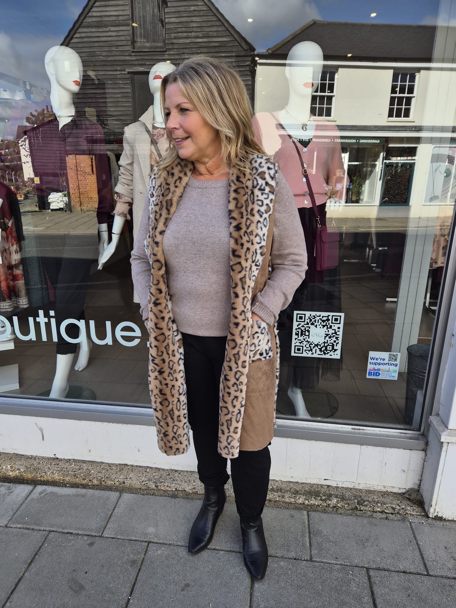 Suedette Leopard Trim Gilet