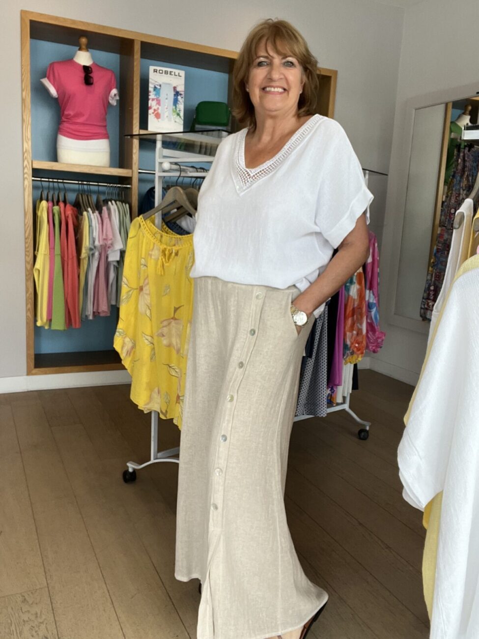 Linen Mix Wide Leg Button Detail Pant image 4