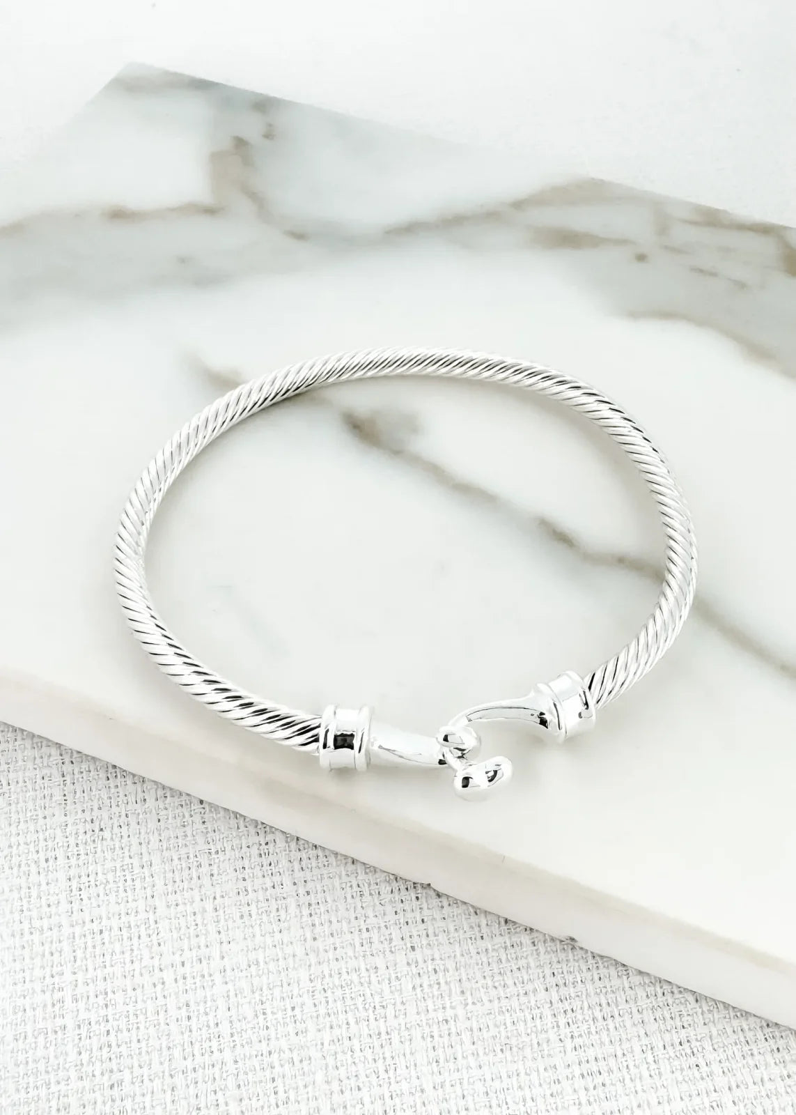 Textured Bangle with heart detail clasp Envy 4344 image 2