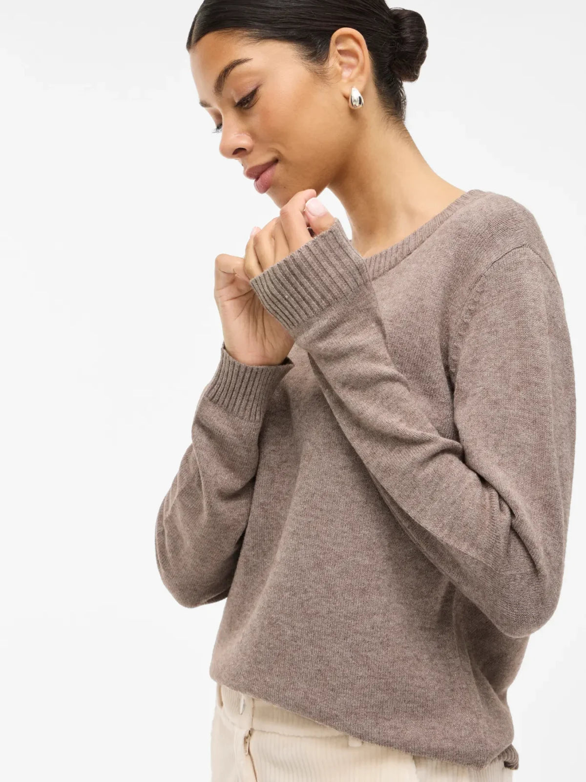 Vila Viril Crew Neck Knit Top - Mocha, S image