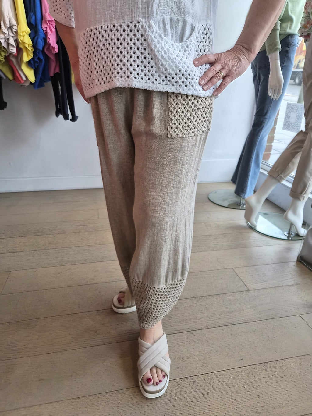Micha Washed Linen Mesh Pant