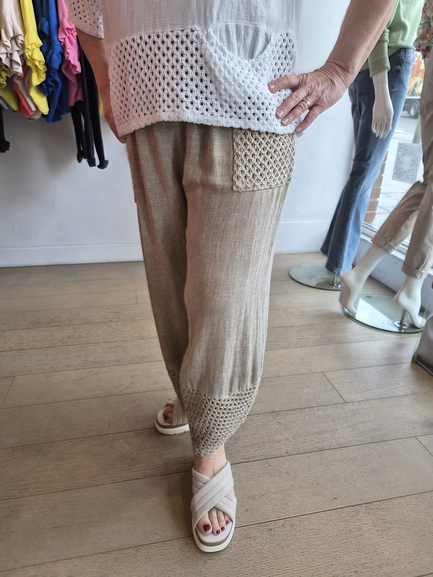 Micha Washed Linen Mesh Pant