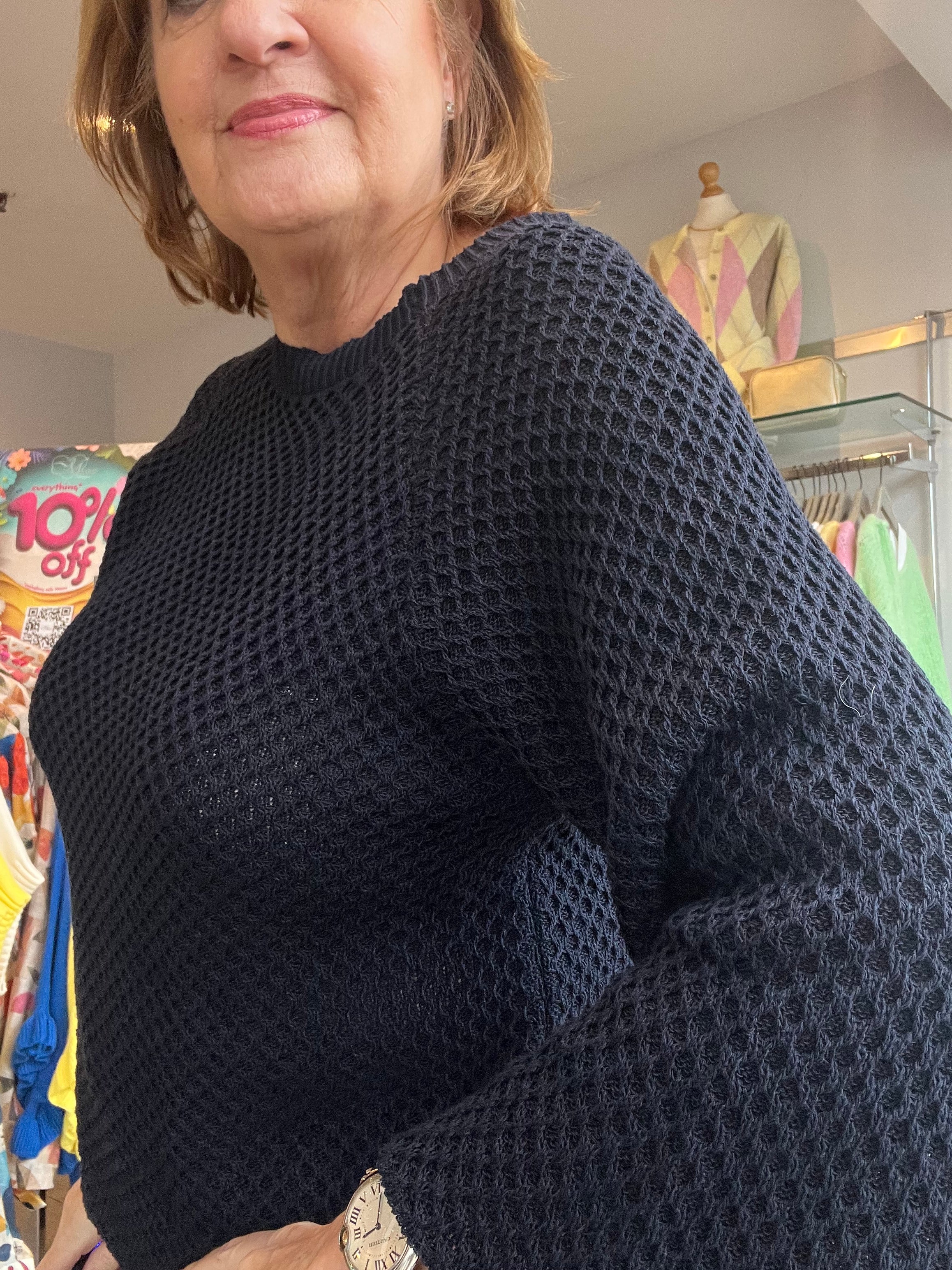 Melly Cotton Mesh Knit Top