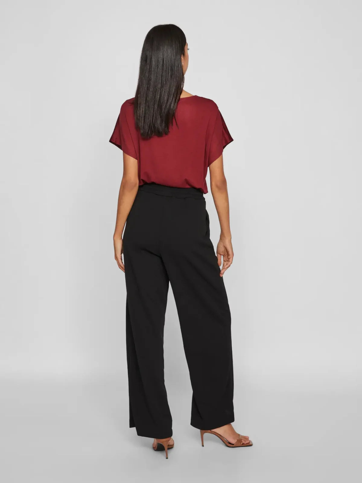 Vila Vicula Wide Pants with Elastic Waist and Ties image 2