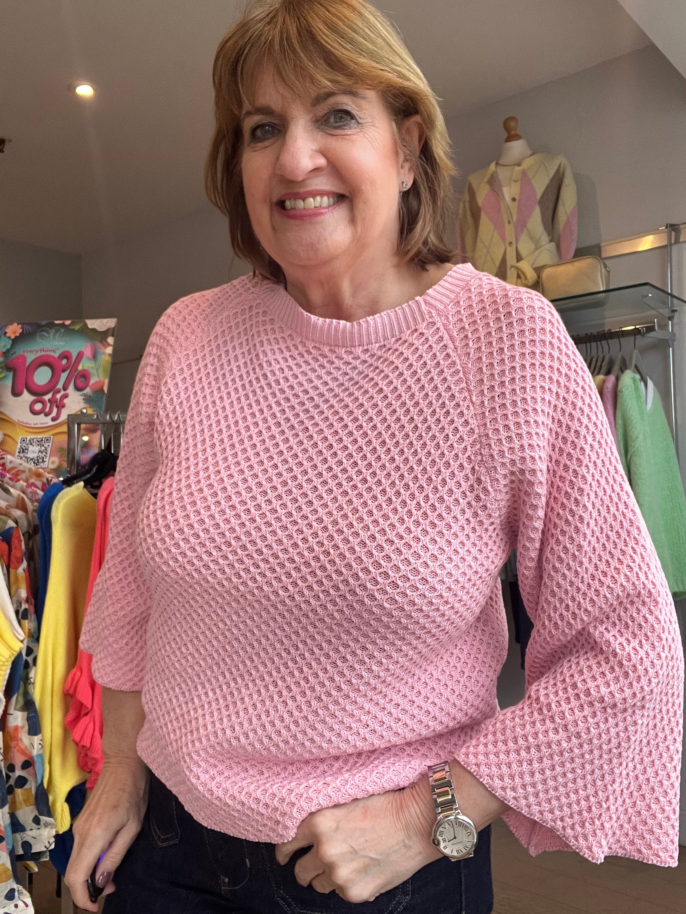 Melly Cotton Mesh Knit Top