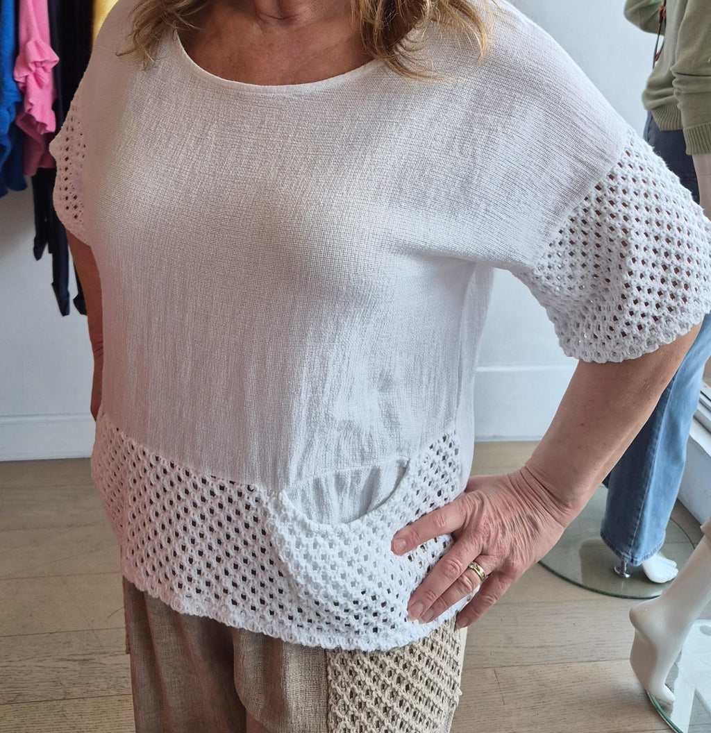 Molly Mesh Pocket Washed Linen Top