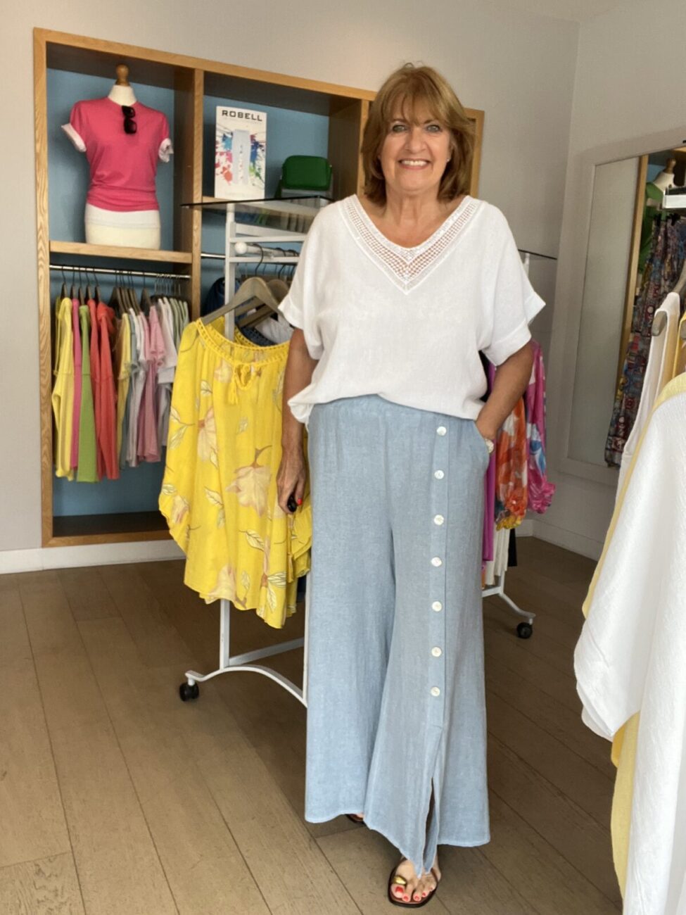 Linen Mix Wide Leg Button Detail Pant image 2