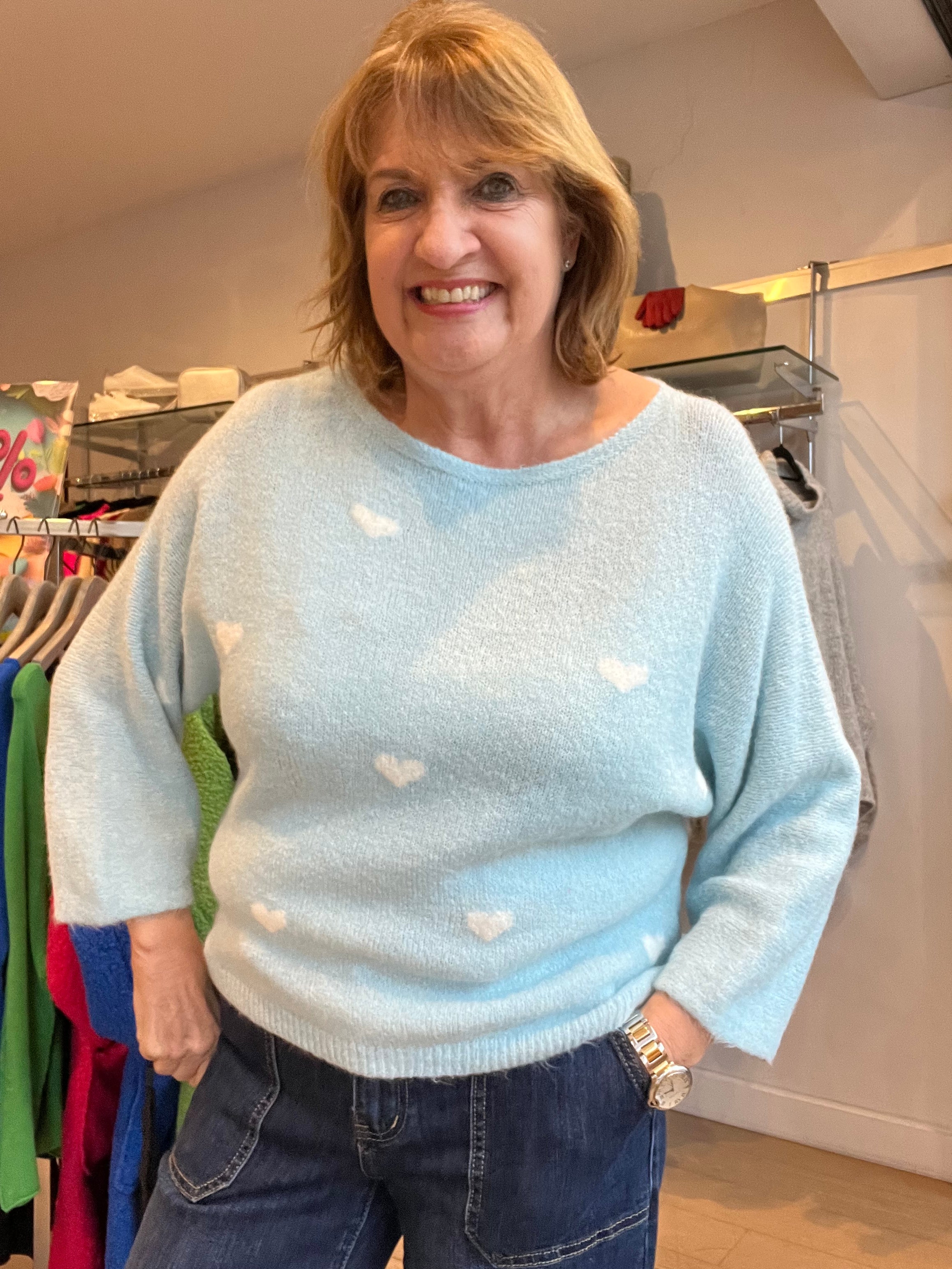 Heart SpringFluffy Knit Top