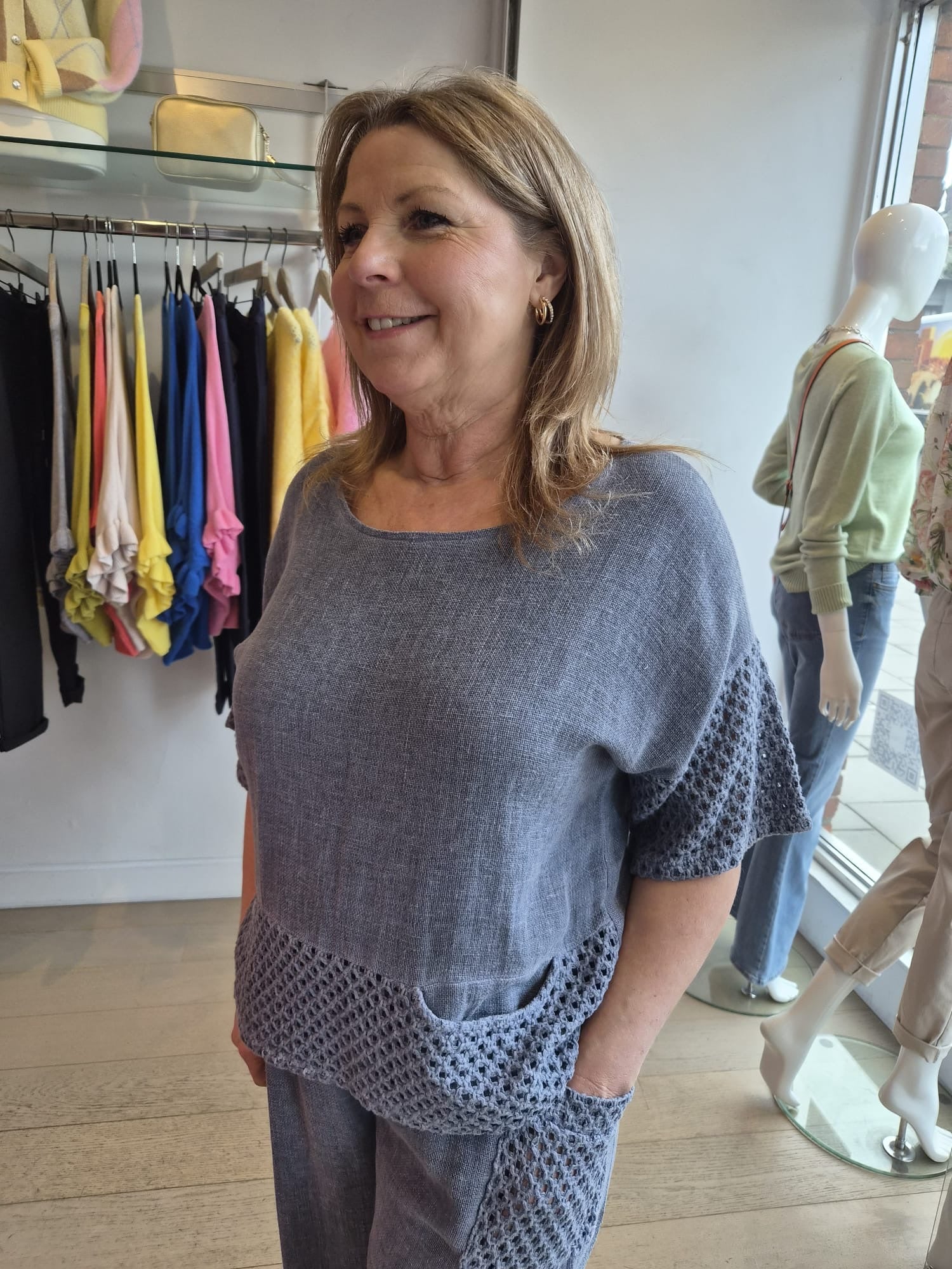 Molly Mesh Pocket Washed Linen Top