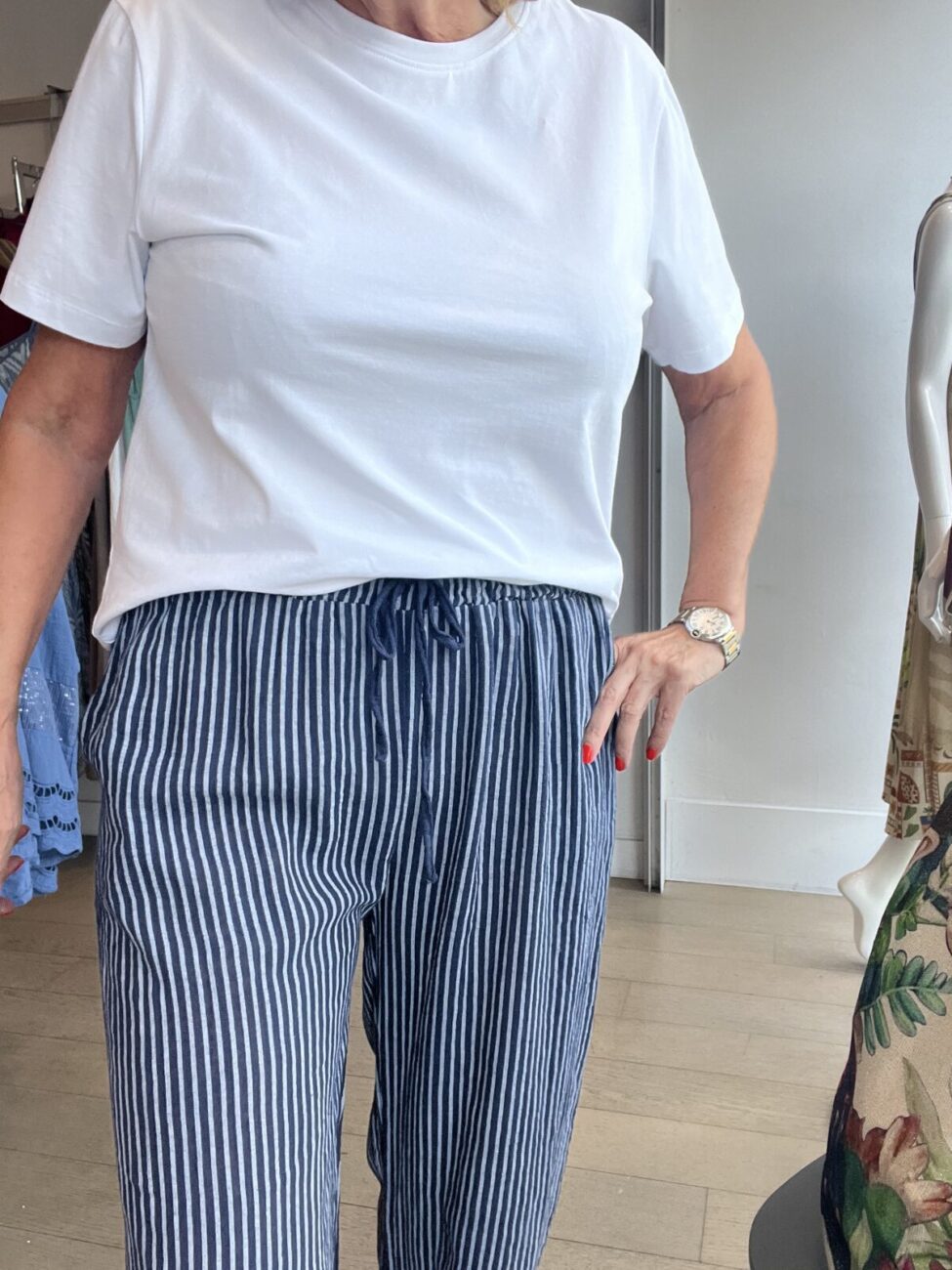 Stripey Easy Pants with Elasticated Waist image 3