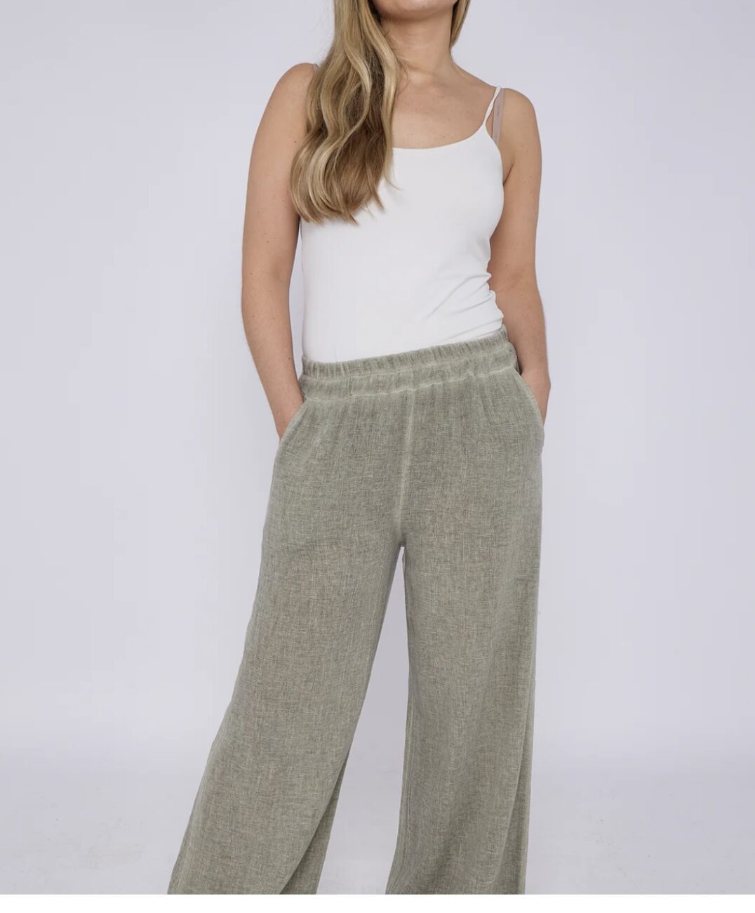 Linen Cotton  Easy Pant with Elasticated Waistband and Pockets image 1
