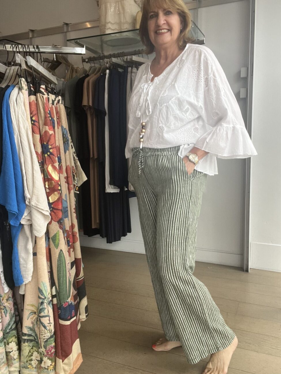 Stripey Easy Pants with Elasticated Waist image 9