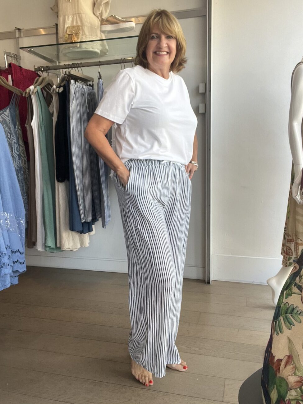 Stripey Easy Pants with Elasticated Waist image 8