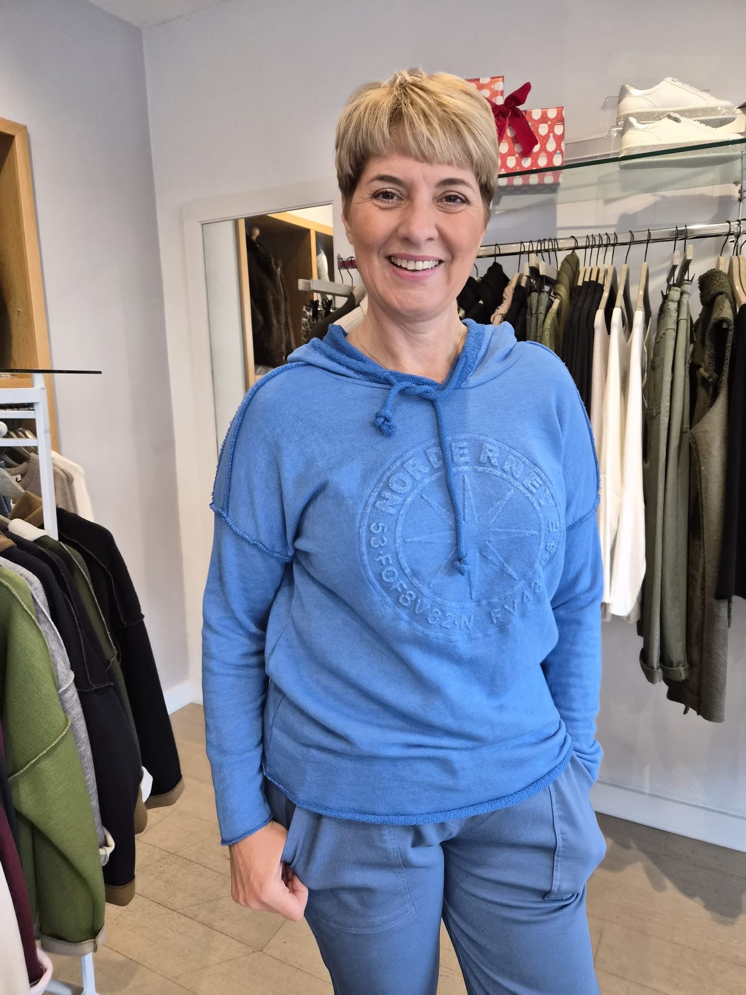 Sweat Hoodie with Embossed Front