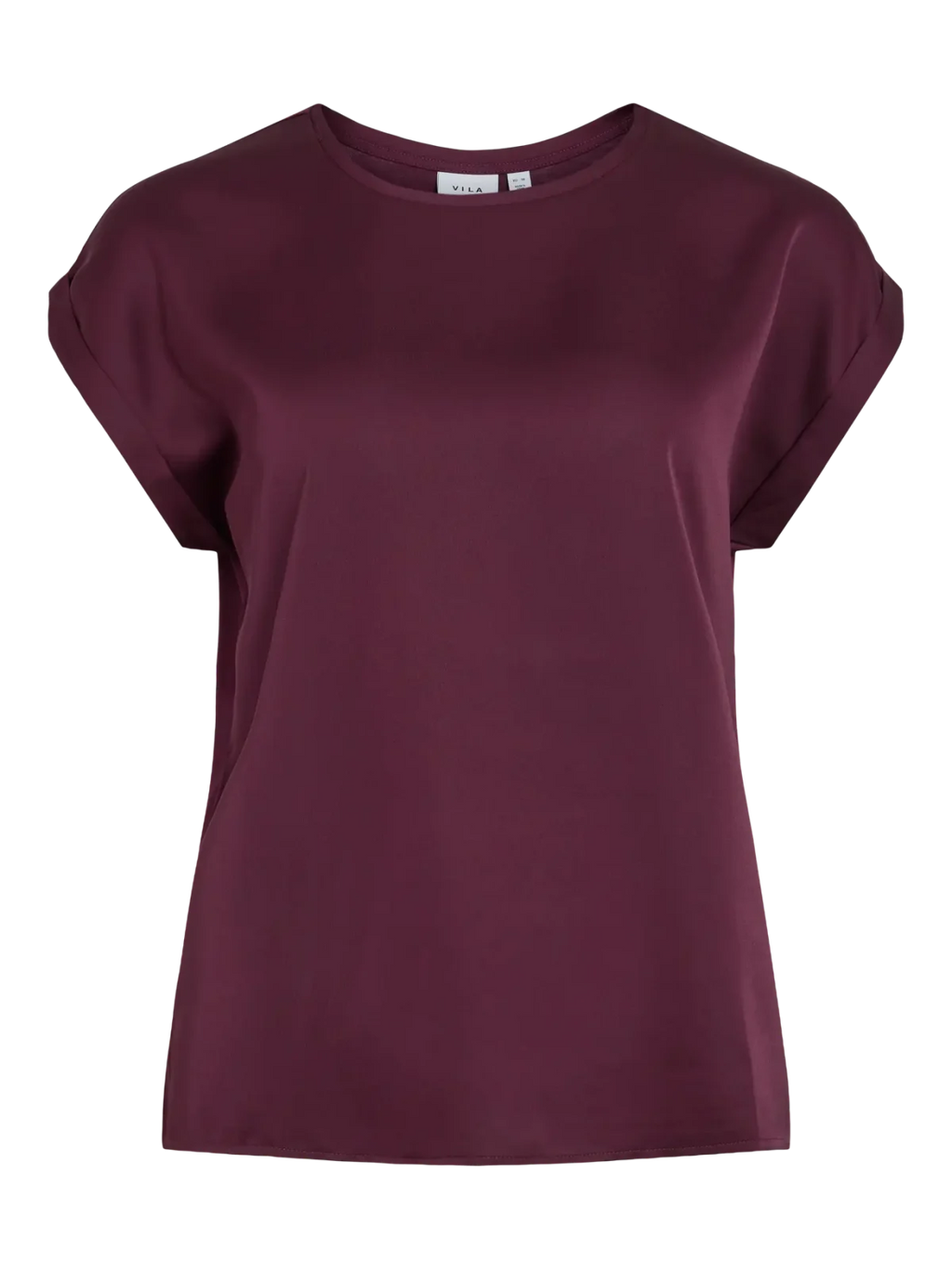 Vila Viellette Satin Front Top with Jersey Back - PURPLE, 34/6 image