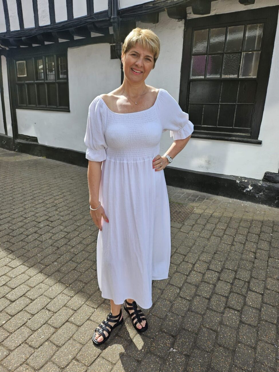 Grace Dress Linen Mix Ruched Detail image 3