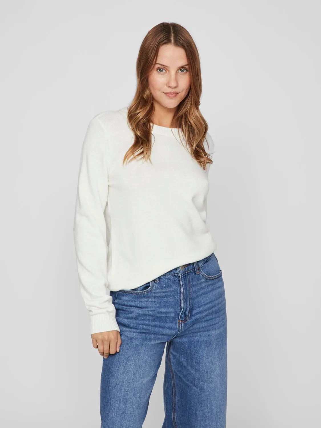 Vila Viril Round Neck Supersoft Knit - white-alyssumwhite, XS image