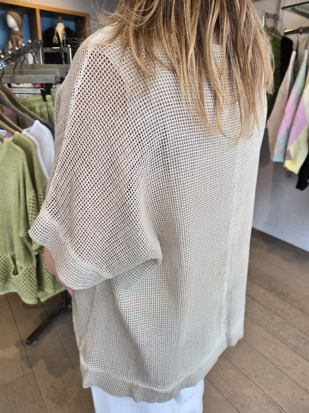 Millie Washed Linen Ruched Mesh Top