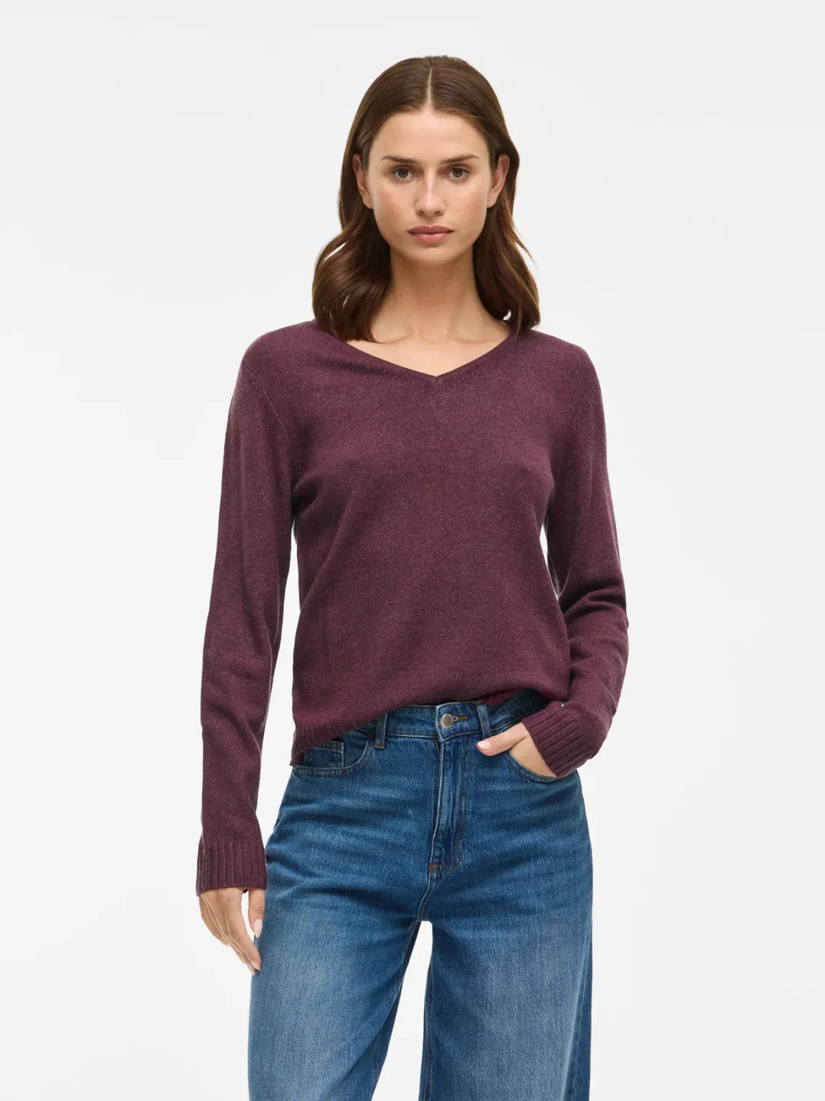 Vila Viril V Neck Bestselling LS Knit - PURPLE, XS image