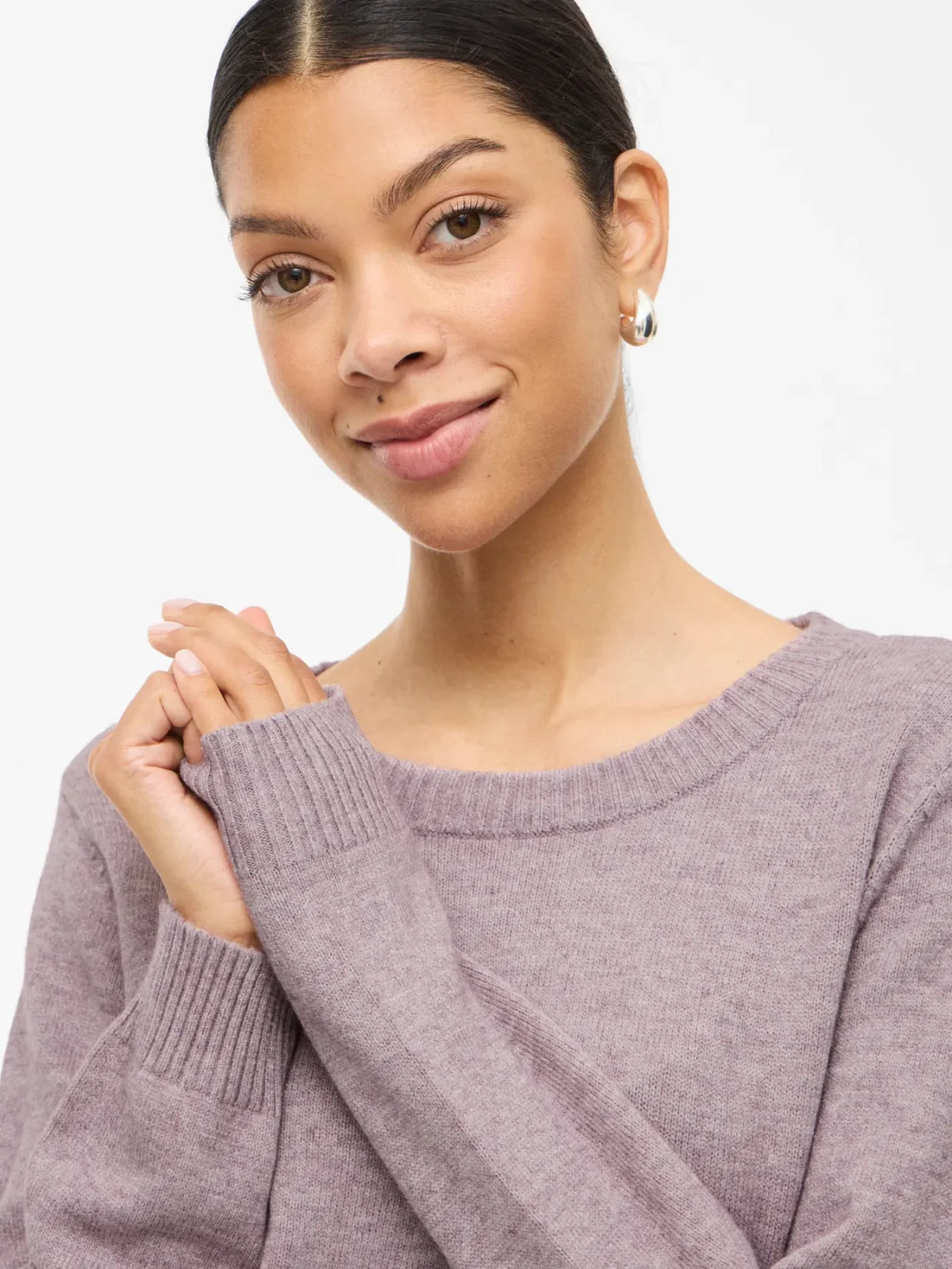 Vila Viril Crew Neck Knit Top - LILAC, S image