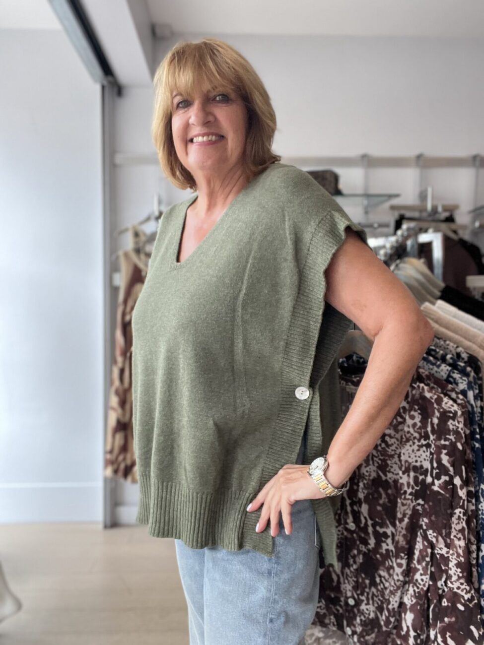 Chrissie Side Button Knit Vest Top image 5
